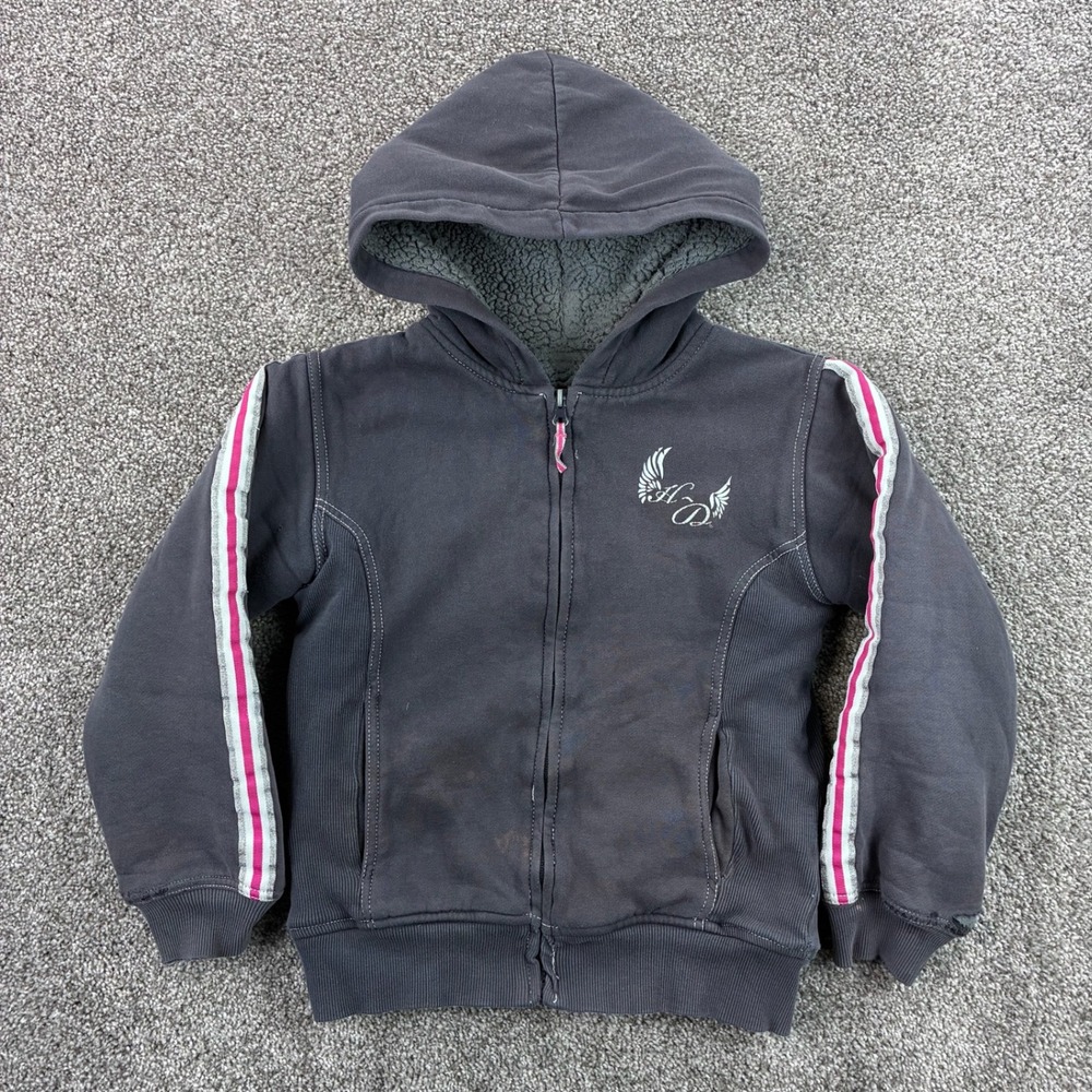 Harley Davidson Hoodie Kids Youth Sherpa Lined Zip‎ Stripes Wings Logo Biker